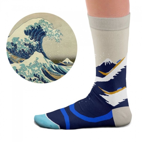 Socken Kunstwerke - Hokusai "Die große Welle vor Kanagawa"